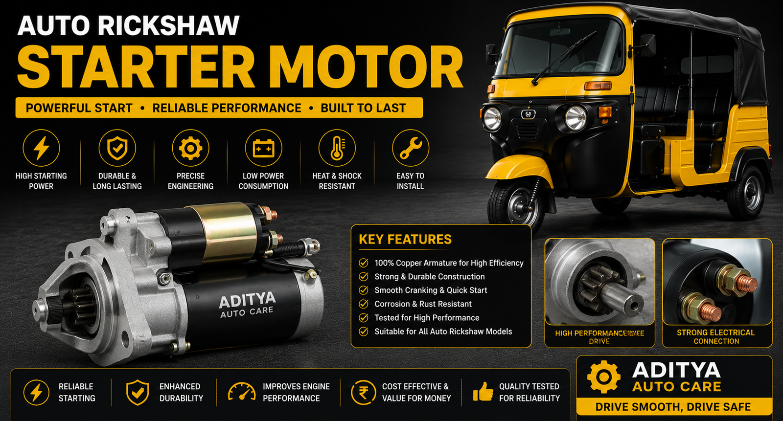 Auto Rickshaw Starter Motor